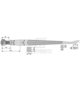 Spjut Skedformat M20 1400mm  nr9 Kverneland