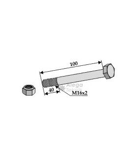 Bult med låsmutter M16x2-10.9 Maletti Kverneland M.E.A.A.T. Ferri