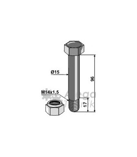 Bult med låsmutter M14x1,5 10.9 96mm
