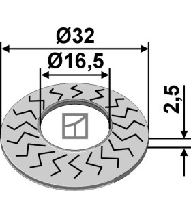 Blocking washer Ø32x2,5xØ16,5
