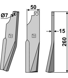Rotary tine, right model
