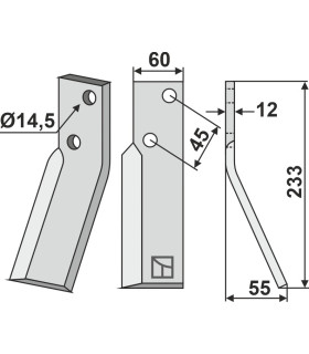 Rotary tine, right model
