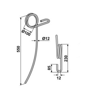Efterharvspinne 12mm Böjd bak