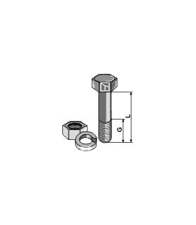 Bolt with nut and split washer - 7/16x35 12.9