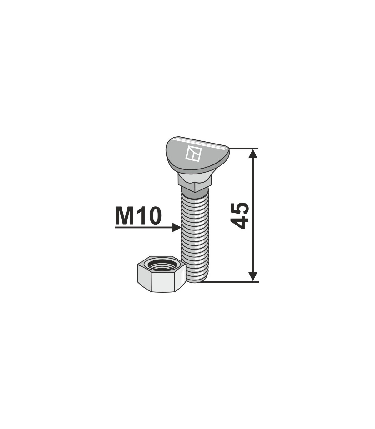 Bult o mutter Harv/Kultivator M10x45 - 8.8
